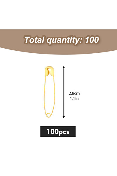 Choice11 طقم دبابيس أمان KRABALL ذهبي اللون، 100 قطعة، 28 مم، دبابيس أمان فول...