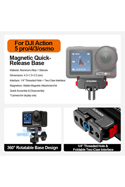 Choice5 قاعدة محول التحرير السريع المغناطيسي من رونكوين لكاميرا DJI Osmo Acti...