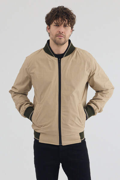 STONCS Men's Dark Khaki Cotton Double-Sided Seasonal Coat