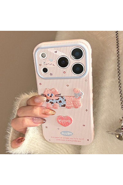 Choice غلاف هاتف بتصميم قطة مخطط على الطراز الكوري الكرتوني، مناسب لهواتف آيف...