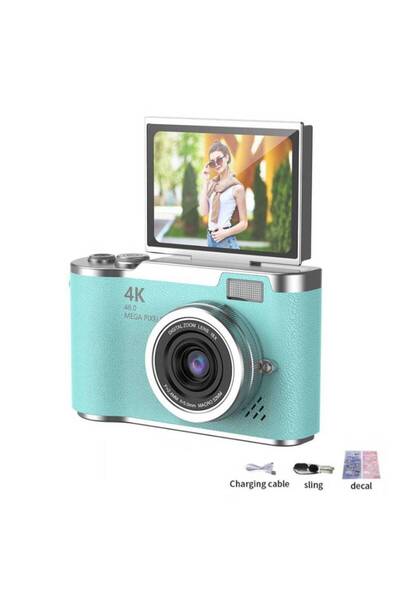 Choice كاميرا رقمية خضراء بدقة 4K بدون بطاقة ذاكرة، مزودة بفلاتر تجميل، وكامي...