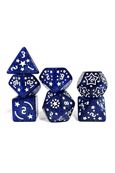 Choice7 مجموعة نرد بلو ستار مع حقيبة تغليف بلاستيكي، مصنوعة من مادة أكريليك، ...