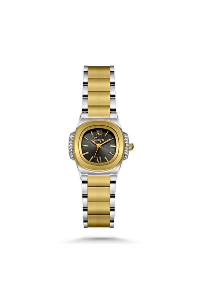 catera ساعة نسائية فضي و ذهبي بميناء اسود - تصميم فخم