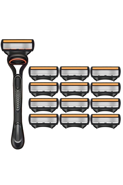 Choice4 ماكينة حلاقة يدوية برأس شفرة مزدوج الحواف، 12 شفرة، حامل واحد، 6 طبقا...