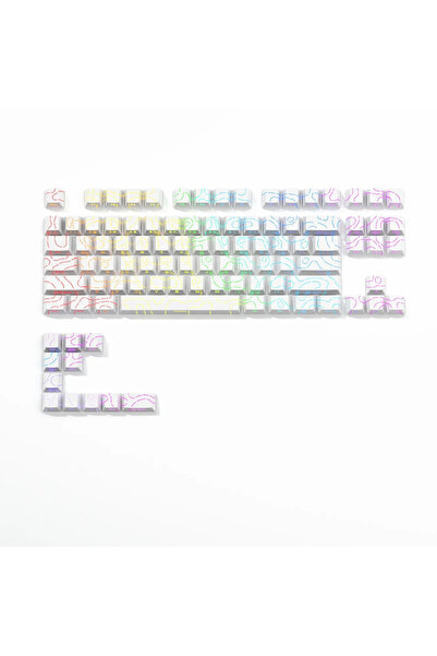 Choice 97 Keys White 97 Keys White Contour Lines PBT Double Shot Keycaps Side...