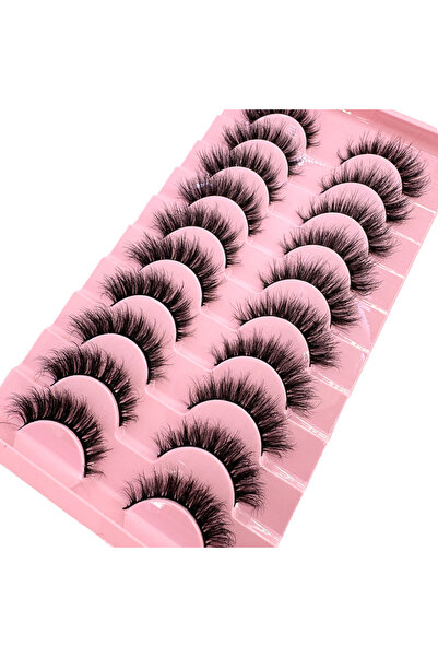 Choice11 ١٠ أزواج من الرموش الصناعية المصنوعة يدويًا من المنك، مقاس ٩-٦، رموش...