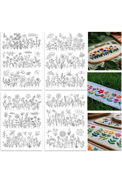 Choice5 4 Sheets Water Soluble Stabilizer Embroidery Patterns, Stick and Stit...