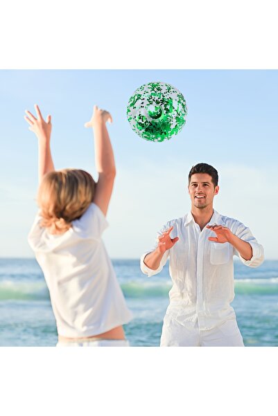 Choice3 كرة شاطئية قابلة للنفخ خضراء اللون، قطعة واحدة، مصنوعة من مادة PVC مز...