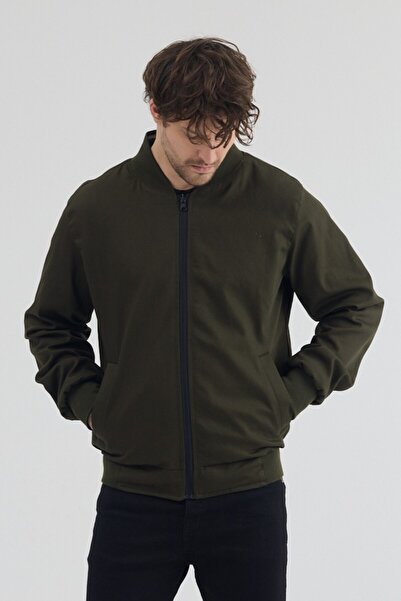 STONCS Ανδρικό σκούρο χακί βαμβακερό εποχιακό παλτό διπλής όψης