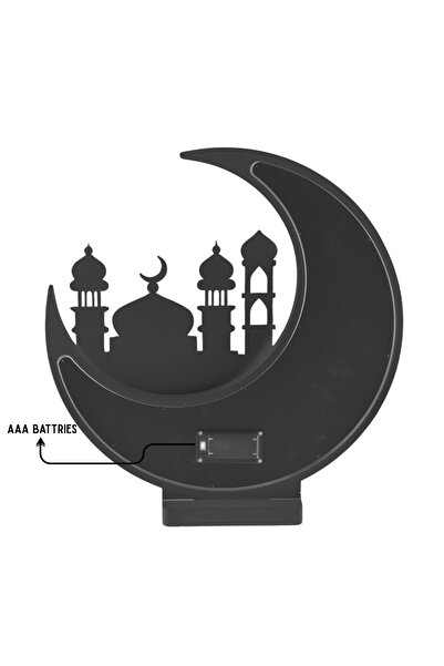 NAWADER هلال رمضان اسود&ذهبي المضيء HY359F, BLACK&GOLD – يعمل ببطاريات AAA