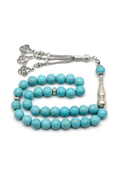 choice2 lake blue Natural White Turquoises Stone Metal tassel 10mm 33 prayer ...