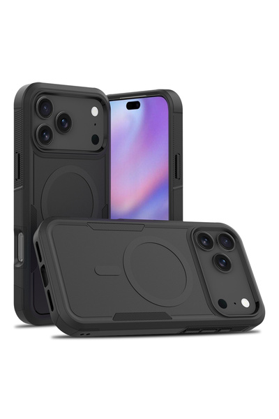 Choice16 iPhone17 Pro Max black Premium 2IN1 Heavy Armor Magnetic Charging Ca...