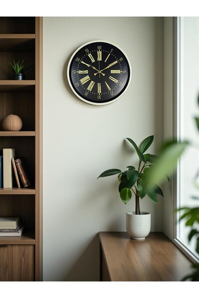 teknoparkx ساعة حائط مزخرفة باللون الكريمي مقاس 36 سم