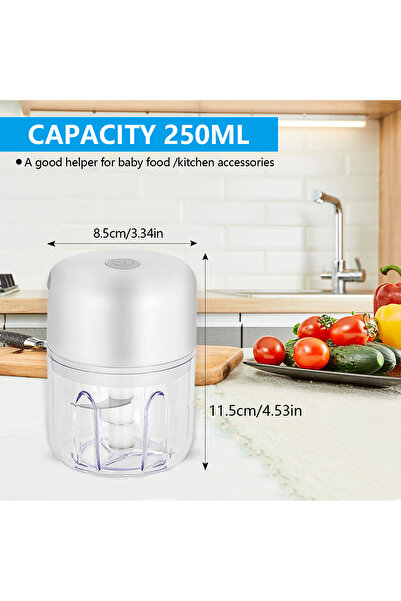 Choice3 White 250ML 100ml/250ml Portable Electric Garlic Chopper, Wireless Mi...