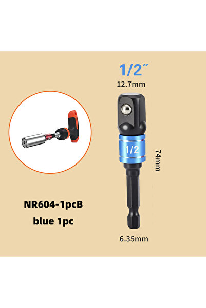 Choice NR604-1pcB Sket Adapter 1/4'' Hex Shank to 1/4'' 3/8'' 1/2'' Square Dr...