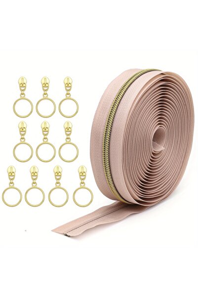 Choice7 سحاب وردي فاتح 221 بطول 4.5 متر + 10 رؤوس سحاب، 5 سحابات ملونة، مع 10...