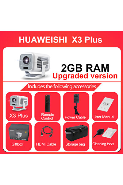 Choice3 UK Plug X3 PLUS 2G RAM bag shi 4K Projector Android Native Portable 1...