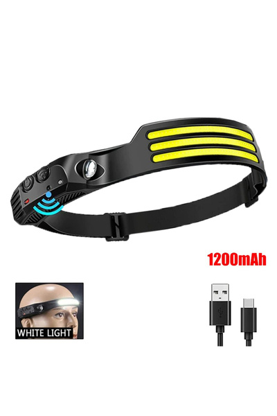 Choice3 مصباح رأس W689 ثلاثي الألوان أبيض، قابل لإعادة الشحن عبر منفذ USB، مز...