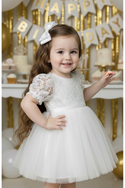 Tinypeople Rochie de seara pentru fete din dantela alba si tutu, rochie de pe...