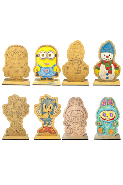 tollihy brinco Boyanabilir Ahşap 4'lü Mini Figürler - Kreş ve Anaokulu Etkinl...