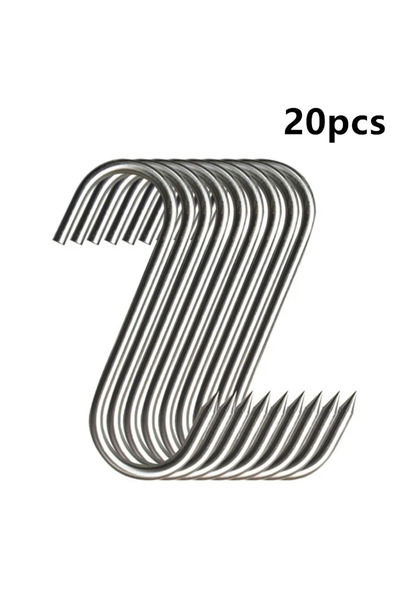Choice1 20pcs Stainless Steel S Hooks with Sharp Tip Utensil Meat Clothes Han...
