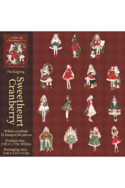 Choice1 A 30sheets/pack Christmas Girl Stickers Aesthetic Stick Labels Decora...