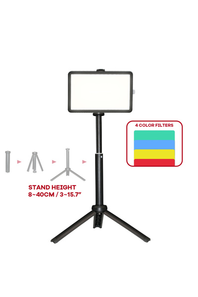 Choice مصباح فيديو LED مقاس 6 بوصات مع حامل ثلاثي القوائم، مزود بفلاتر ألوان ...