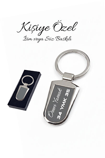Giftino Kişiye Özel İsim veya Söz Yazılı Silver Damla Anahtarlık Araç Araba,M...