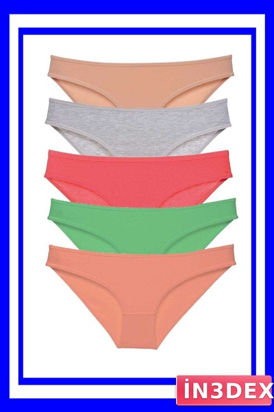 İN3DEX Women's Lycra Slip Panties 5-Piece Set Soft Colors