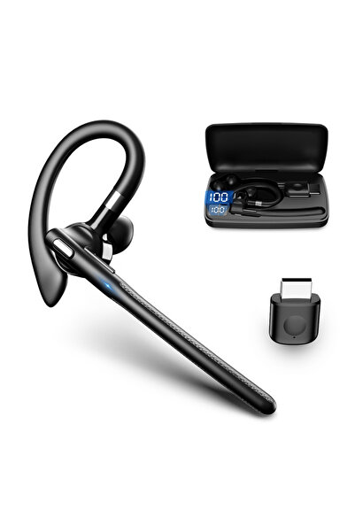 Choice سماعة رأس لاسلكية سوداء بتقنية بلوتوث 5.4، سماعة أذن مفرد للقيادة مع م...