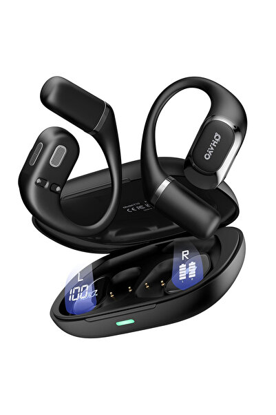 Choice سماعات أذن أوهايو سوداء مفتوحة الأذن، لاسلكية، بلوتوث 5.4، مقاومة للما...