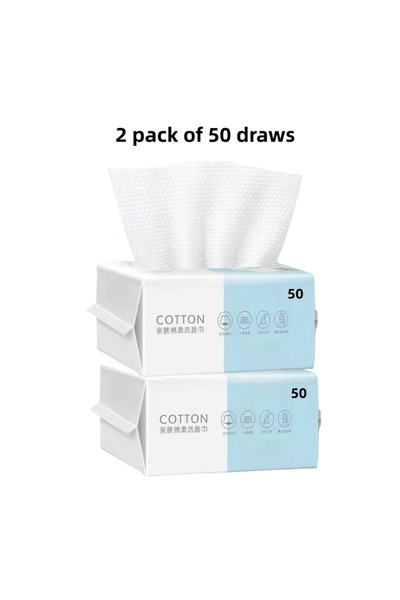 choice2 عبوتان من مناشف الوجه السميكة القابلة لإعادة الاستخدام، ٥٠ منشفة، قطن...