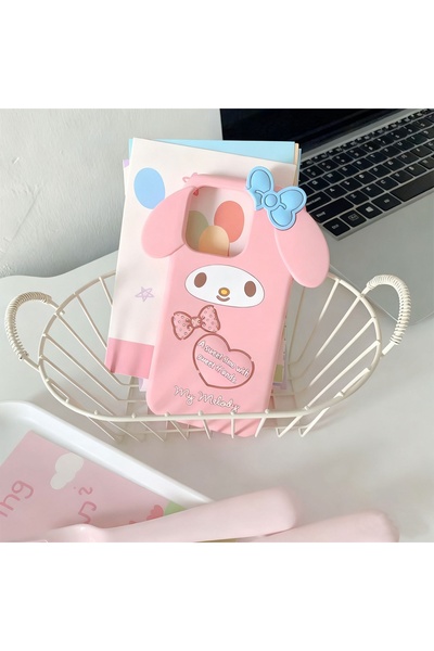 Choice24 جراب غلاف هاتف سيليكون ثلاثي الأبعاد على شكل أرنب وردي، متوافق مع آي...