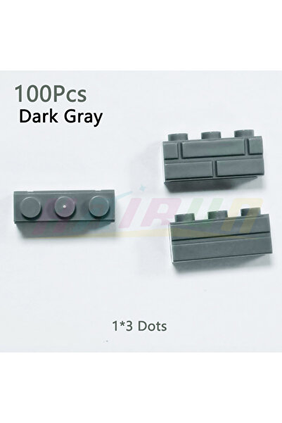 Choice11 1x3 Dark gray 100Pcs Building Blk Simulation City M Wall Brick Build...