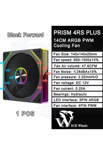 Choice11 A-RGB Other BK Forward 1PCS ICE Whale Prism 4RS Plus ARGB PC Case Fa...
