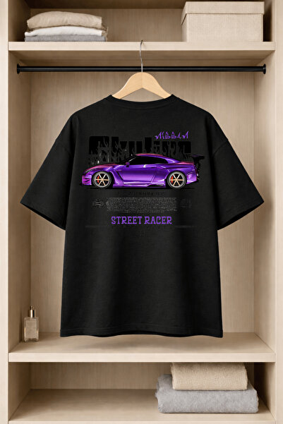 VANTINA Unisex Nissan Skyline R35 Printed Oversize Cotton Crew Neck Short Sle...