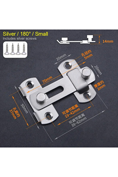 Choice5 مزلاج باب صغير مسطح فضي اللون، قفل حماية، مزلاج تبديل من الفولاذ المق...