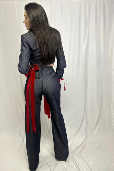 A.S.Signature Denim pants with red bows