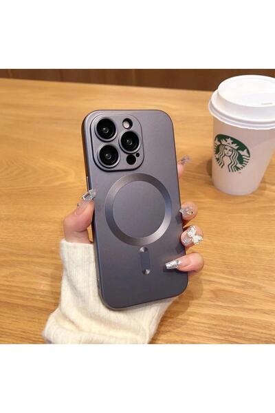 Choice67 جراب شحن لاسلكي مغناطيسي فائق النحافة من السيليكون الرمادي لهاتف iPh...