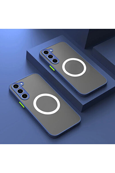 Choice20 جراب مغناطيسي غير لامع أزرق اللون من ماج سيف لهواتف جالاكسي إس 25، إ...