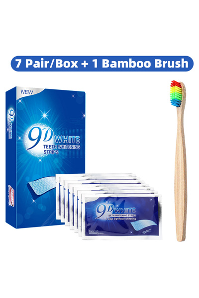 Choice7 7Pair 1 Bamboo Brush 9D White Peroxide-Free Teeth Whitening Strip Rem...