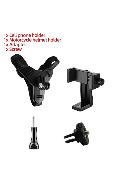 Choice3 حامل هاتف أسود يُثبّت على حزام الذقن لخوذة الدراجة النارية، متوافق مع...