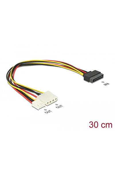 DELOCK Cablu Y - Alimentare SATA mascul 15 pini > Molex mamă 4 pini + dischet...