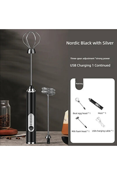 Choice black Handheld Double Stick Wireless Whisk Custard Foamer Mini Portabl...