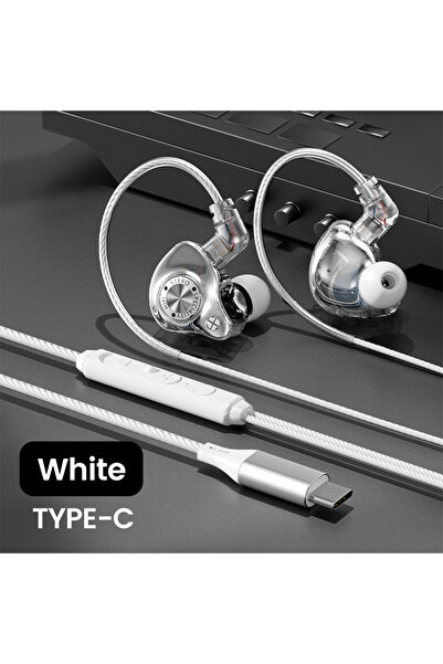 Choice سماعة أذن أصلية بيضاء من النوع C بتقنية 15D فائقة الجهير مع ميكروفون و...