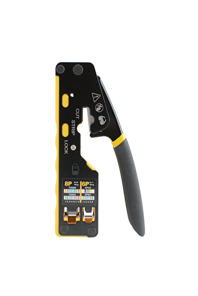Choice1 Yellow RJ45 Crimp Tool RJ12/11 Crimper Plier Pass Through Ethernet St...