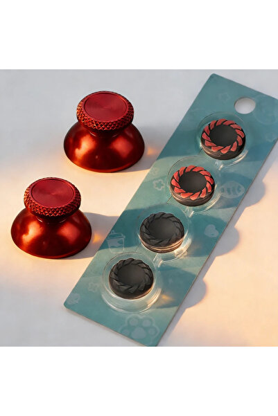 Choice عصا تحكم ألومنيوم حمراء لجهاز PS5 مع أغطية سيليكون لقبضة الإبهام، لون ...