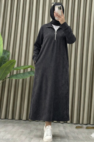 seis wear Yarım Fermuarlı Uzun Elbise (KIŞLIK)