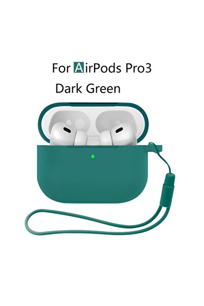 Choice28 جراب سيليكون جديد أخضر اللون لسماعات AirPods Pro 3 (إصدار 2025) مع م...