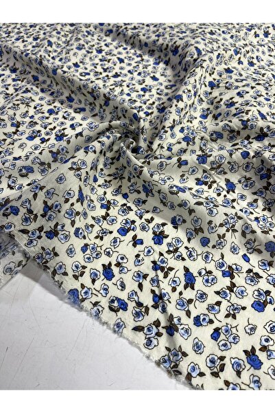 Kumaş sever Çiçek Desenli Vual Tensel Keten Kumaş Metrelik Çift En – Yazlık E...